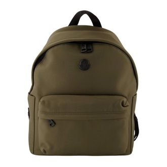 Moncler Backpacks, male, Green, Size: ONE SIZE New Pierrick Metal Logo Backpack