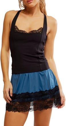 Free People Looking Good Open Back Lace Trim Camisole in Black at Nordstrom, Size X-Large