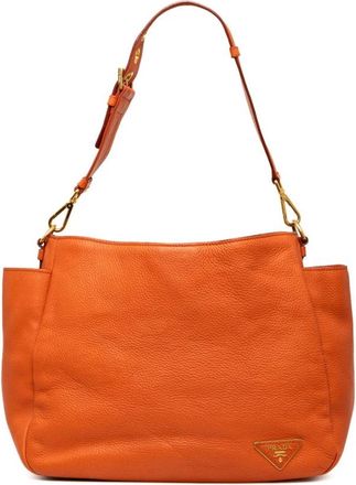 Prada Pre-owned Leren Schoudertas - Dames - Vintage Schoudertas - Oranje - ONE Size - Leer - Vintage