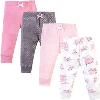 Hudson Baby 4Pk Essential Pants Set in Basic Pink Floral at Nordstrom, Size 12-18M