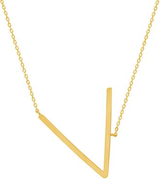 MAX + STONE Solid 10K Yellow or White Gold Initial Pendant Necklace 16-18 inch Cable Chain