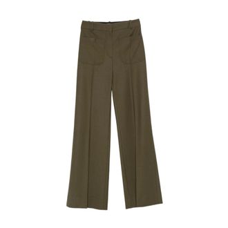 Victoria Beckham Alina Broek - Dames - Broeken - Groen - Maat: 2XS Zijde