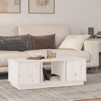 vidaXL Vidaxl - Mesa De Centro De Madera Maciza De Pino Blanco 110x50x40 Cm