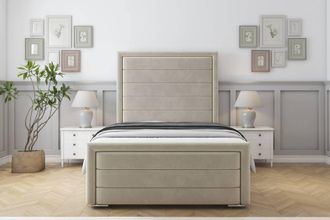 Sloomy Ashford Plush Frame-Mattress - 50 Upholstered Headboard in Cream | Size: King