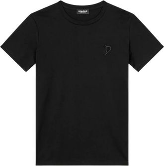 Dondup Zwarte Katoenen T-shirt met Geborduurd Logo - Dames - T-shirts - Zwart - S - Katoen - Tops