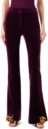 Akris Faris Velvet Scuba Knit Bootcut Pants in Merlot Red at Nordstrom, Size 10
