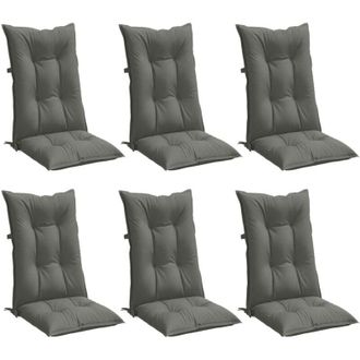 vidaXL Cojines Para Silla Respaldo Alto 6 Uds Tela Gris Oscuro Melange Vidaxl