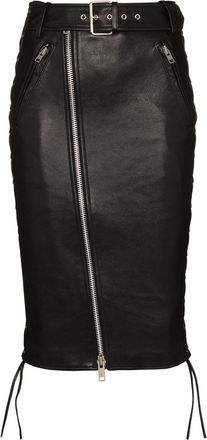 Balenciaga belted midi pencil skirt - women - Lamb Skin/Polyamide/Spandex/Elastane/Viscose/Viscose - 36 - Black
