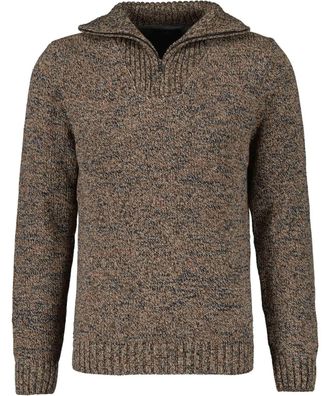 Ragman Troyer RAGMAN, Herren, Gr. 48, grau (taupe, grau mouliniert, 187), 100% Baumwolle, hoch geschlossener Ausschnitt, Pullover Troyer