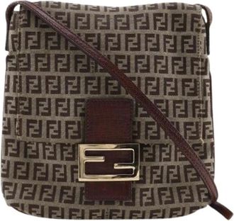 Fendi Pre-owned Cross Body Bags, female, Brown, Size: ONE SIZE Pre-owned Nylon Cross Body Bag