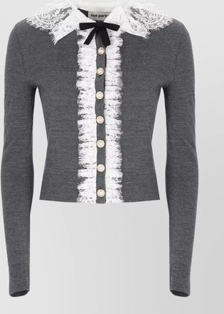 Self Portrait wool lace collar knit cardigan