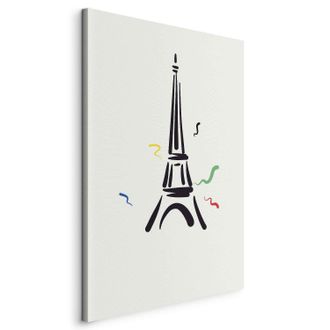 OEM Imagen: Dibujo Gr&aacute;fico En Negro De La Torre Eiffel Sobre Un Fondo Color Crema