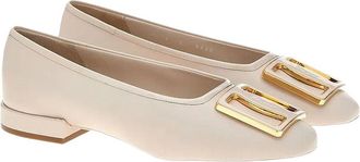 Ferragamo Chunky-Buckle Leather Ballet Flat