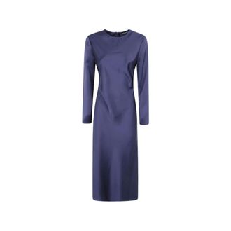 Emporio Armani Vestido Midi de Tecno Sarga con Efecto Sat&eacute;n - Dresses - Mujer - Azul - 2XS