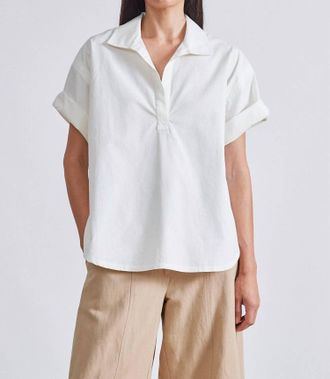 Apiece Apart Easy Pop-Over Henley Top In Cream