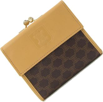 Celine Beige Dark Brown Leather Pvc Wallet (Bi-Fold) (Pre-Owned)