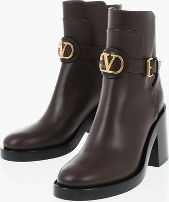Valentino Stivaletti in Pelle con Cinturino Logato alla Caviglia 9cm Valentino
