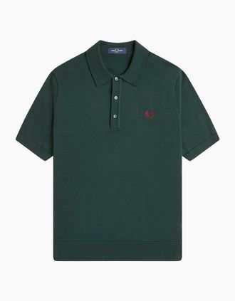 Fred Perry Mens Fred Perry Cotton Knitted Polo Shirt - Green - Size: 38