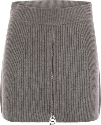 Max Mara Womens Refolo - Wool And Cashmere Skirt - Grey - Size Large