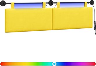 vidaXL Cabecero Colgante Amarillo Claro Tela De Pana Vidaxl