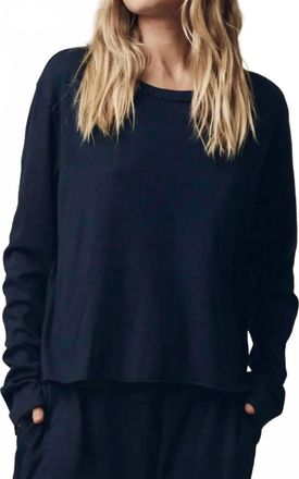 The Great. Long Sleeve Crop Tee In Navy