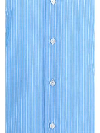 Finamore Mens Shirt 170 A Due Khaki Solid Cotton
