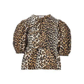 Ganni Leopard poplin blouse Woman 36