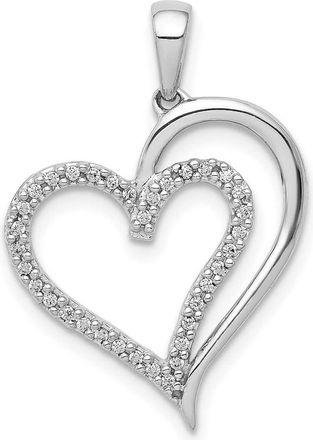 Diamond2Deal 14k White Gold 1/10 carat Diamond Heart Pendant