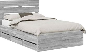 vidaXL Estructura De Cama Gris Sonoma 120 X 190 Cm Madera Ingenieril Vidaxl