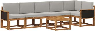 vidaXL Conjunto De Sof&aacute;s De Exterior 7 Uds. Natural Y Gris Claro Vidaxl