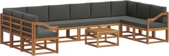 vidaXL Conjunto De Sof&aacute;s De Exterior 11 Uds. Natural Y Antracita Vidaxl