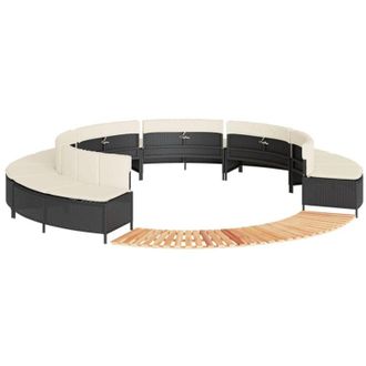 vidaXL Bordo per Spa Nero in Polyrattan e Legno Massello di Acacia vidaXL