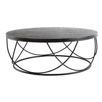 Miliboo Miliboo - Mesa De Centro Madera Negra Y Metal Negro D80 X A30 Cm Lace