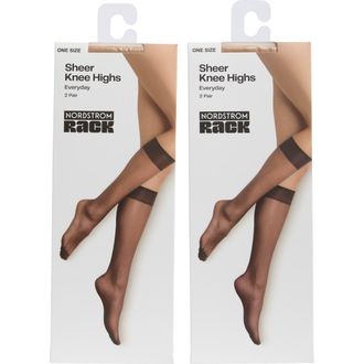 Nordstrom Rack Everyday Sheer 2-Pack Knee High Socks in Moonlight at Nordstrom Rack