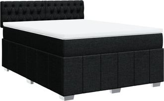vidaXL Cama Box Spring Con Colch&oacute;n Tela Negro 140x200 Cm Vidaxl