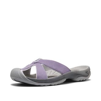 Keen womens Bali Slip on Leather Sandals Closed Toe, Purple Haze/Steel Grey, 4.5 UK
