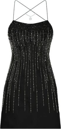 Amiri embellished halter-neck mini dress - women - Polyester - 42 - Black