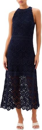 Fifteen Twenty Londyn Crochet Midi Dress in Navy at Nordstrom, Size Small