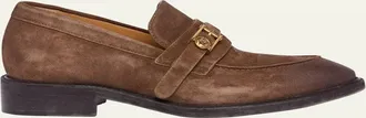 Versace Mens Suede La Medusa Buckle Loafers