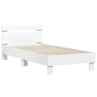 vidaXL Vidaxl - Estructura Cama Con Cabecero Madera Ingenier&iacute;a Blanco 90x200 Cm