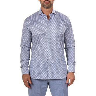 Maceoo Einstein Marthyr 0245 Contemporary Fit Button-Up Shirt in White Blue at Nordstrom, Size 3