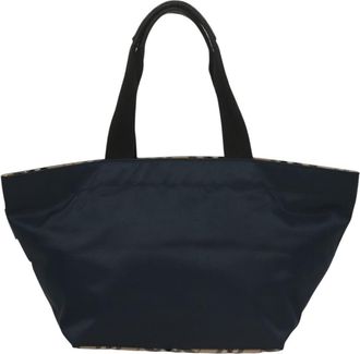 Burberry Nova Check Navy Nylon Tote Bag (Pre-Owned)