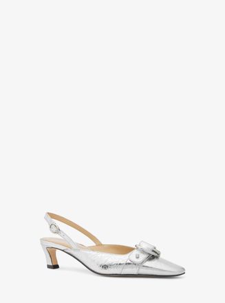 Michael Kors Jaden Metallic Crushed Leather Slingback Pump