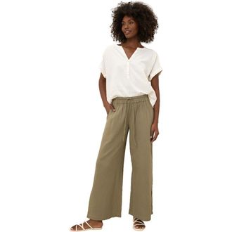 Pact Organic Cotton Coastal Double Gauze Split Hem Pant in Khaki Green at Nordstrom, Size Small