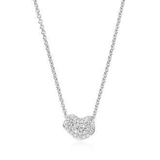 Monica Vinader Sterling Silver Nura Mini Heart Necklace 45cm/17.5 Diamond
