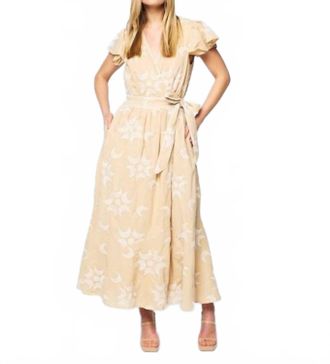 Ciebon Evelyn Maxi Dress In Beige/white