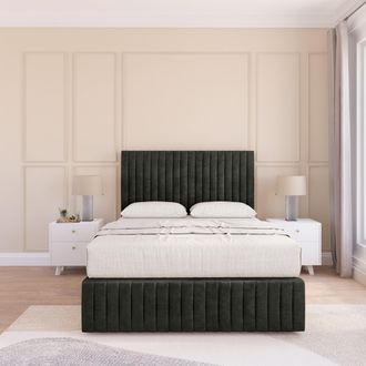 Sloomy Madison Dumfries Bed Set, No Drawers Mattress & 54 Headboard in Black | Size: Small Double