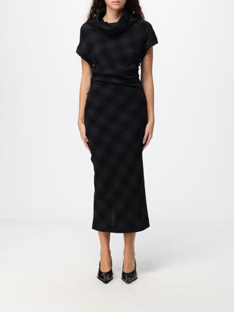 Tela Check Wool-Blend Knit Midi Sheath Dress with a U-Neck