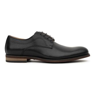 Sergio Moretti Zwarte Leren Formele Platte Schoenen - Heren - Nette schoenen - Zwart - 46 EU - Leer - Schoenen