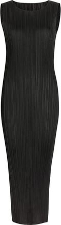Pleats Please Issey Miyake Pleated Woven Midi Dress - Black - 3